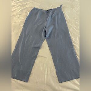 Carole Little Woman Blue Linen Pants Size 16W Wide Leg High Rise Elastic Waist